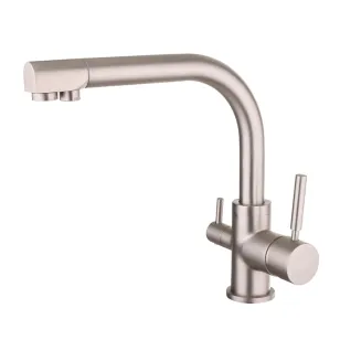 Трипътен кухненски смесител - сатен